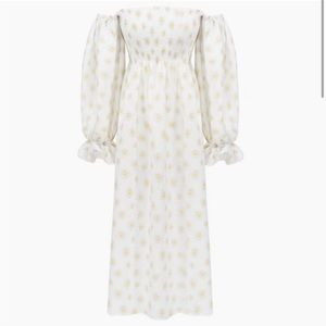 Off the shoulder SLEEPER linen floral dress with matching hair ribbon